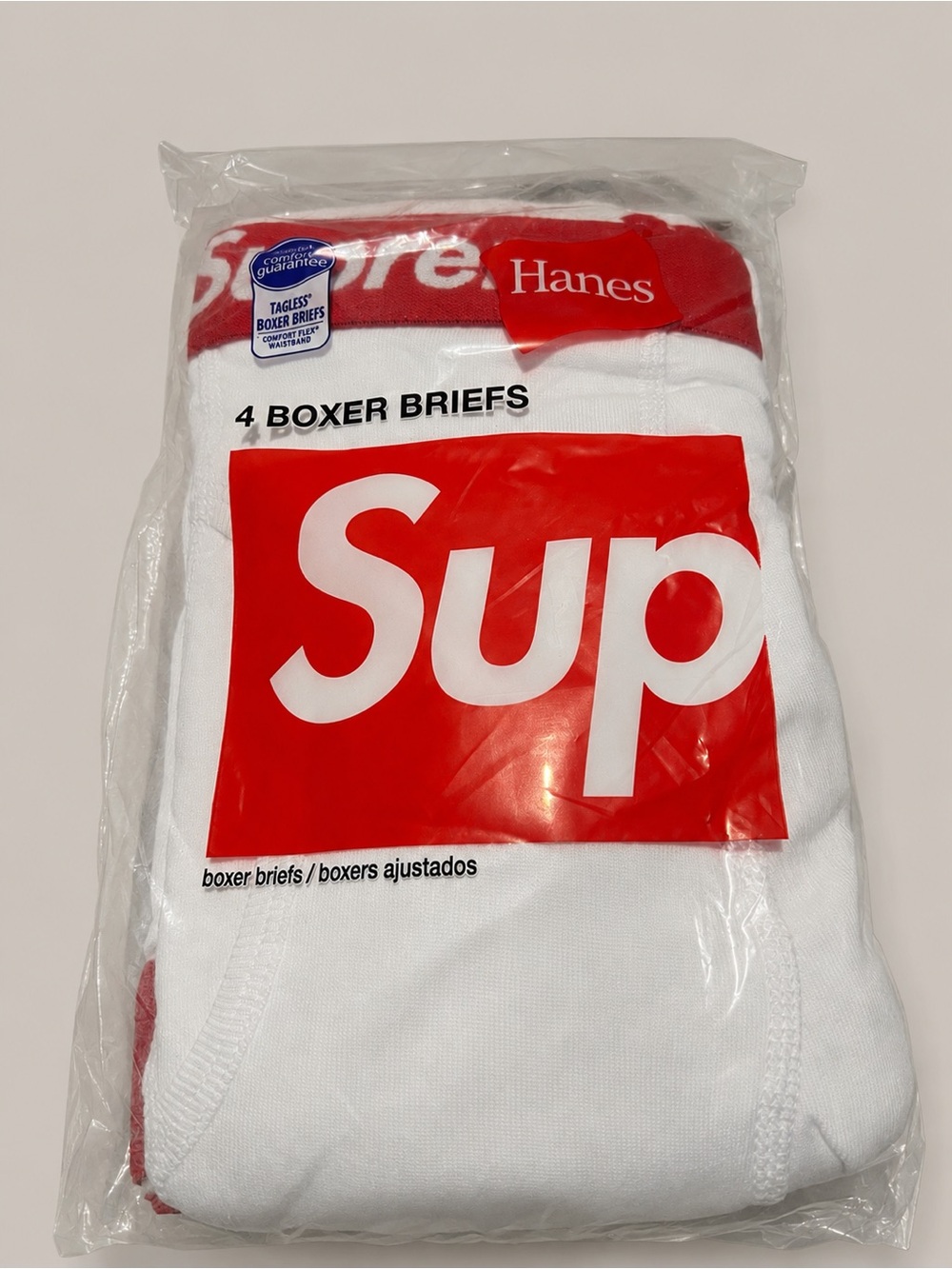 Hanes x Supreme White Boxer Briefs - Red Logo 4 Pack- NWT